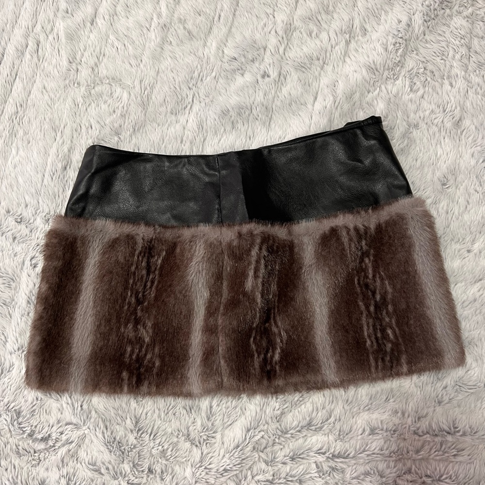 Black and Brown Faux Fur Skirt